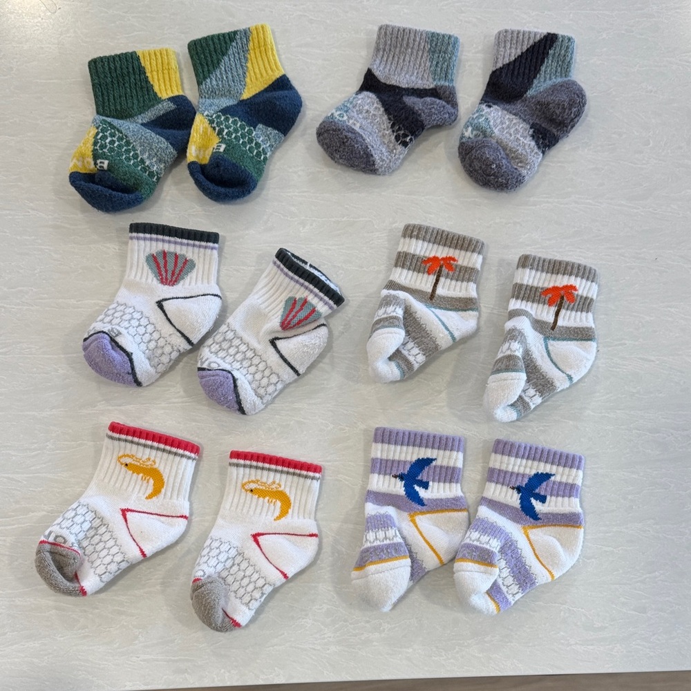 Bombas Toddler Calf Crew Midweight Socks pair of 6 mixed colors